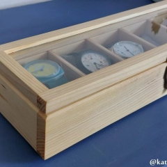 Skrzyneczka, kasetka, box na 6 zegarków Elegancka i funkcjonalna, w całości ręcznie robiona, piękna skrzyneczka z drewna jodłowego, co najmniej 100-le