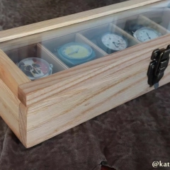 SKRZYNECZKA KASETKA PUDEŁKO BOX NA 6 ZEGARKÓW DREWNIANA ROBIONA RĘCZNIE