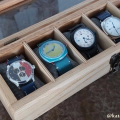 SKRZYNECZKA KASETKA PUDEŁKO BOX NA 6 ZEGARKÓW DREWNIANA ROBIONA RĘCZNIE