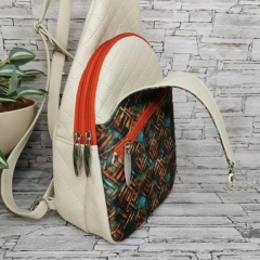 Plecak damski dwukomorowy -  miedziana abstrakcja