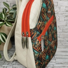 Plecak damski dwukomorowy -  miedziana abstrakcja