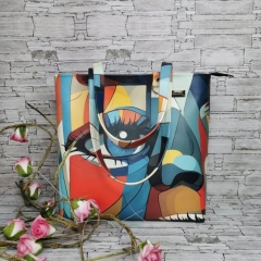 Torebka damska shopper bag torebka na ramię zamykana - ekoskóra oczy