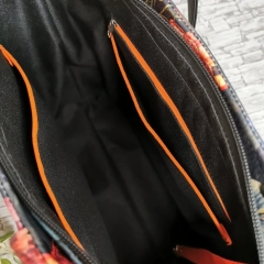 Torebka damska shopper bag torebka na ramię zamykana - czaszka w kwiatach