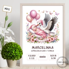 Metryczka - wyjątkowa - bociany