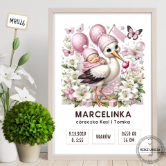 Metryczka - wyjątkowa - bociany