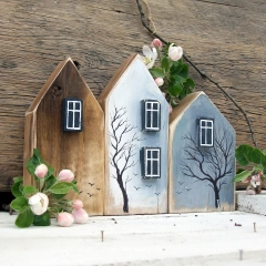 Leśne domki - komplet 3 domków dekoracyjnych z drewna