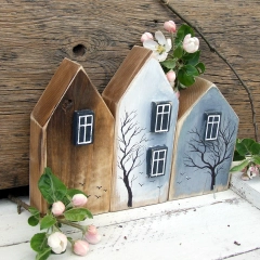 Leśne domki - komplet 3 domków dekoracyjnych z drewna