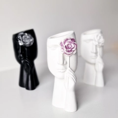 Wazon kobieca twarz - flower black pink