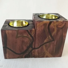 Świecznik drewniany w celtyckie/elfickie wzory