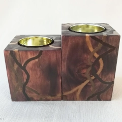 Świecznik drewniany w celtyckie/elfickie wzory