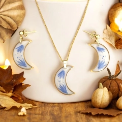 Ręcznie wykonany komplet biżuterii z prawdziwymi kwiatami