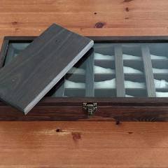 WITRYNA SKRZYNECZKA KASETKA PUDEŁKO NA 24 ZEGARKI DREWNIANA ROBIONA RĘCZNIE