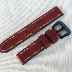 PASEK DO ZEGARKA DO SMARTWATCHA 20 MM BRĄZOWY SZYTY RĘCZNIE NATURALNA SKÓRA