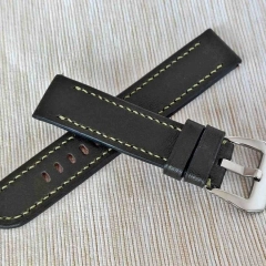 PASEK DO ZEGARKA DO SMARTWATCHA 20 MM CZARNY GRAFITOWY SZYTY RĘCZNIE NATURALNA SKÓRA