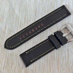 PASEK DO ZEGARKA DO SMARTWATCHA 20 MM CZARNY GRAFITOWY SZYTY RĘCZNIE NATURALNA SKÓRA