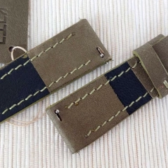 PASEK DO ZEGARKA SMARTWATCHA 20 MM OLIWKOWY SZYTY RĘCZNIE NATURALNA SKÓRA