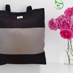 Torba na zakupy – Navy Blue with a Gray Stripe