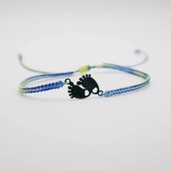 Bransoletka zawieszką stópki makrama handmade rękodzieło