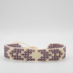 Fioletowa bransoletka tkaną na krosnie koraliki toho handmade rękodzie