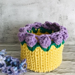 Koszyczek,koszyk wielkanocny z tulipanami,12x14cm żółty 