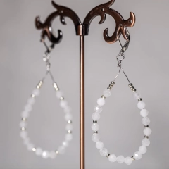 Srebrne kolczyki z kamieniami naturalnymi , kamień księżycowy 