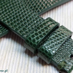 Pasek do damskiego męskiego zegarka 18 mm ciemnozielony naturalna skóra robiony ręcznie