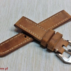 PASEK DO ZEGARKA DAMSKIEGO MĘSKIEGO DO SMARTWATCHA 22 MM BRĄZOWY (CAMEL) SZYTY RĘCZNIE NATURALNA SKÓRA