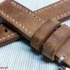 PASEK DO ZEGARKA DAMSKIEGO MĘSKIEGO DO SMARTWATCHA 22 MM BRĄZOWY (CAMEL) SZYTY RĘCZNIE NATURALNA SKÓRA