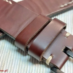 PASEK DO ZEGARKA MĘSKIEGO DO SMARTWATCHA 24 MM BRĄZOWY (KASZTANOWY) SZYTY RĘCZNIE NATURALNA SKÓRA