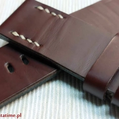 PASEK DO ZEGARKA MĘSKIEGO DO SMARTWATCHA 24 MM BRĄZOWY (KASZTANOWY) SZYTY RĘCZNIE NATURALNA SKÓRA