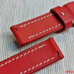 PASEK DO ZEGARKA DAMSKIEGO MĘSKIEGO DO SMARTWATCHA 20 MM CZERWONY SZYTY RĘCZNIE NATURALNA SKÓRA