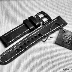 Pasek do męskiego do damskiego zegarka, do smartwatcha, czarny, szyty ręcznie, 18, 19, 20, 21, 22, 23, 24 mm Naturalna skóra