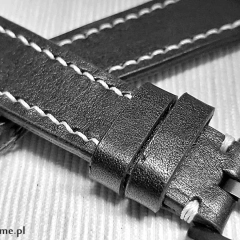 Pasek do męskiego do damskiego zegarka, do smartwatcha, czarny, szyty ręcznie, 18, 19, 20, 21, 22, 23, 24 mm Naturalna skóra