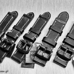 Pasek do męskiego do damskiego zegarka, do smartwatcha, czarny, szyty ręcznie, 18, 19, 20, 21, 22, 23, 24 mm Naturalna skóra