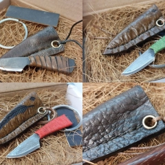 Nożyk w pochewce - męski damski wisiorek na rzemyku. Ręcznie wykonany fajny ciekawy prezent!