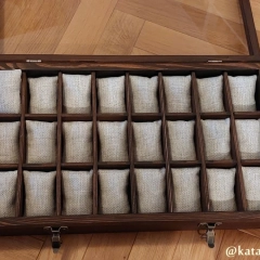 SKRZYNECZKA KASETKA PUDEŁKO BOX NA 24 ZEGARKI DREWNIANA ROBIONA RĘCZNIE