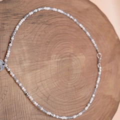 Zestaw biżuterii LOVE kryształki stal chirurgiczna srebrna handmade