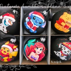 Szklana matowa bombka ręcznie malowana- Pikachu pokemon