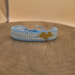 Bransoletka rękodzieło tkana na krośnie | Z sercem | Regulowana