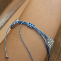 Bransoletka rękodzieło tkana na krośnie | Z sercem | Regulowana