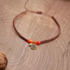 Ręcznie pleciona bransoletka Wiewiórka stal chirurgiczna złota jesień