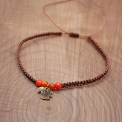 Ręcznie pleciona bransoletka Wiewiórka stal chirurgiczna złota jesień