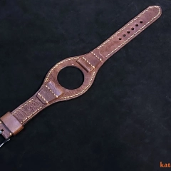 PASEK DO MĘSKIEGO DAMSKIEGO ZEGARKA NATURALNA SKÓRA SZYTY RĘCZNIE 20 MM BRĄZOWY