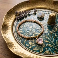 Estetyczna bransoletka | Kamień Słoneczny i Złoty Hematyt | Serce Boho