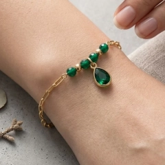 ✨ Elegancki Komplet Biżuterii – Złoto & Szmaragdowa Zieleń | Nowy ✨