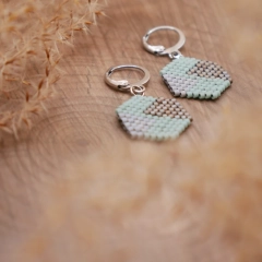 Kolczyki z koralików Miyuki – heksagon – brick stitch – stal chirurgiczna – handmade